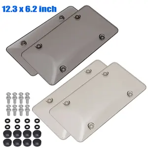 Dazone 2Pcs 12.3x6.2 inch Unbreakable License Plate Bubble Covers Universal Fitment Protector with Screws and Washers Clear Polycarbonate UV Resistant