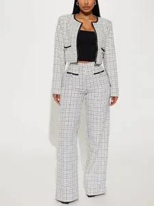 Tara Tweed Pant Set - Cream/combo