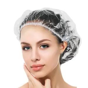 50 PCS Shower Cap Disposable,Bath Caps Larger Thick Clear Waterproof Plastic Elastic Hair Bath Caps For Women Hotel Travel Essentials Accessories Deep Conditioning Hair Care(19.3")