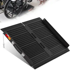Black Portable Wheelchair Ramp, 2FT No-sew Non-Slip Aluminum Wheelchair Ramp, Folding Portable Wheelchair Ramps for Home, Weight Capacity Up to 800 LBS, Loading Dock Plates
