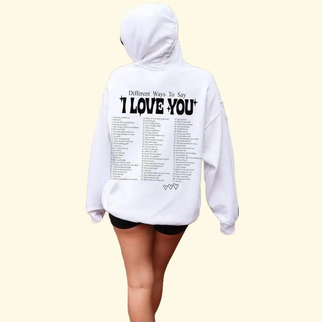 Different ways to say I love you Hoodie Trendy Sweatshirts Preppy Sweatshirts Words On Back Positive Quote Hoodie Oversized Hoodies, Kangaroo, Fabric