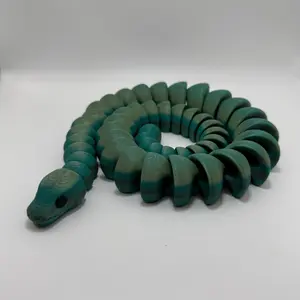 Flexi Python Snake Rainbow Green 3D Printed Statue Figurine 24" Long Unique Design for Collectors and Home Decor