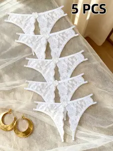 Women's Lace Underwear Set, Sexy Open-Crotch Panties, Comfortable Butterfly Knot Lingerie, All Seasons Fitted Style, Soft Breathable Knicker, Fashion Breathable Underwear