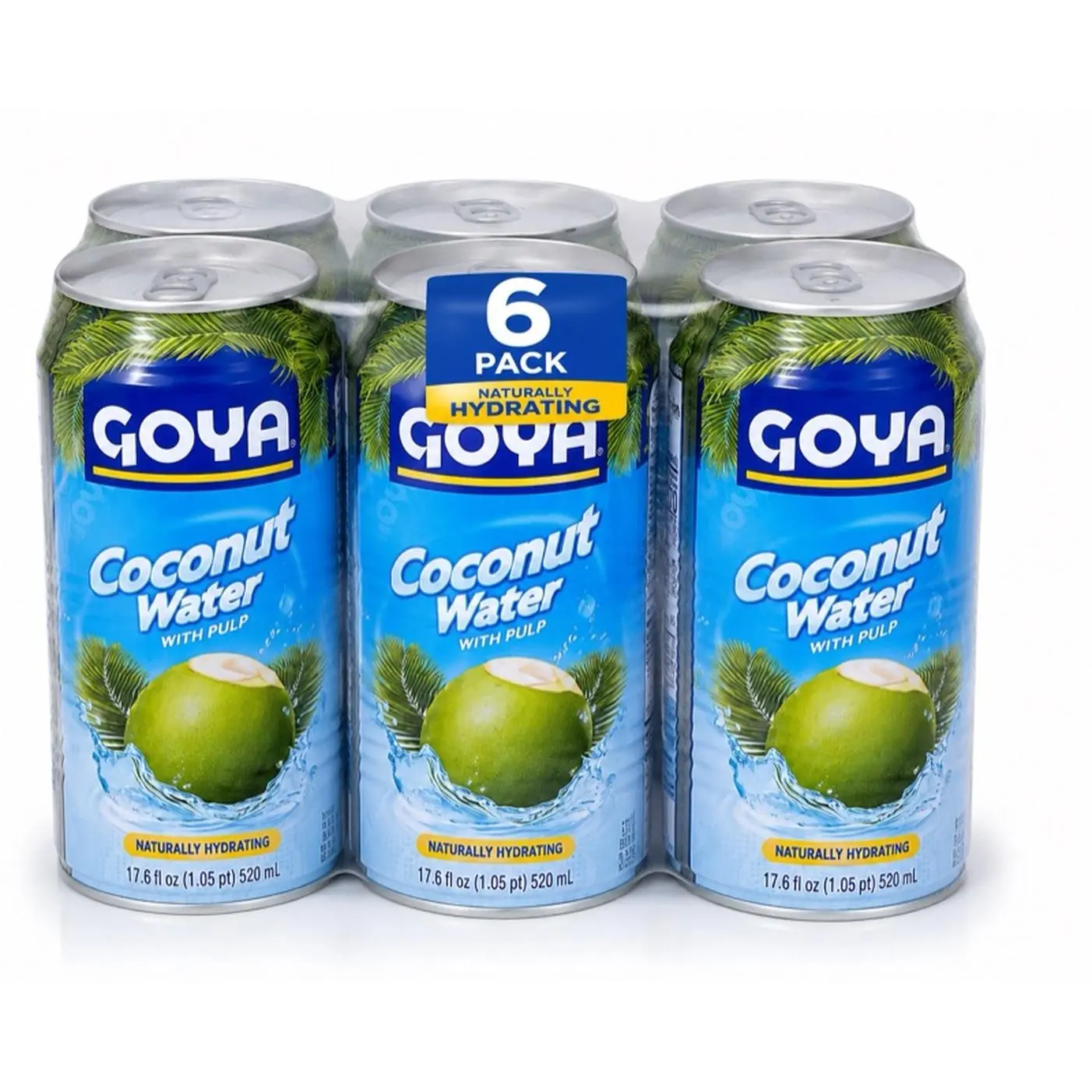 Goya Coconut Water with Pulp 6-Pack 17.6 fl oz Naturally Hydrating Beverage
