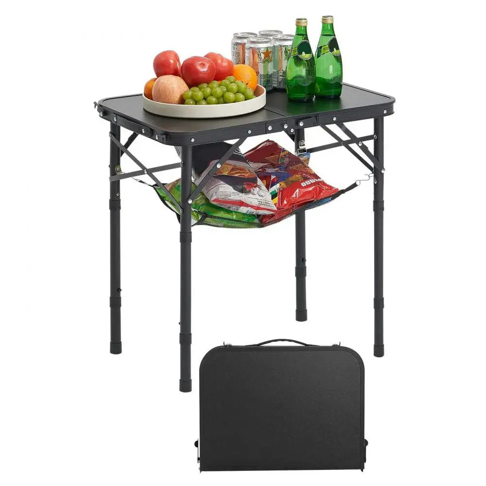 【summerfinds】VEVOR 2ft Folding Portable Camping Table Aluminum Outdoor Table Adjustable Height, Folding Beach Table, Lightweight Foldable