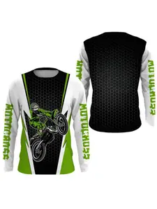 Men's Off-Road Motorcycle Riding Jacket, Geometric Design, Long Sleeve, Knit Fabric, Sporty Style, All Seasons, Premium Outdoor Apparel, Ideal for Cycling