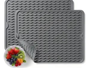 Silicone Dish Drying Mat Silicone Silicone Dish Drying Mat with Free Soap Holder Dish Drying Mat with Built-in Drain Lip - Hygienic Drying Pad - Sturdy Compact Easy to Clean Tray Protects Surfaces Prevents Water Build Up