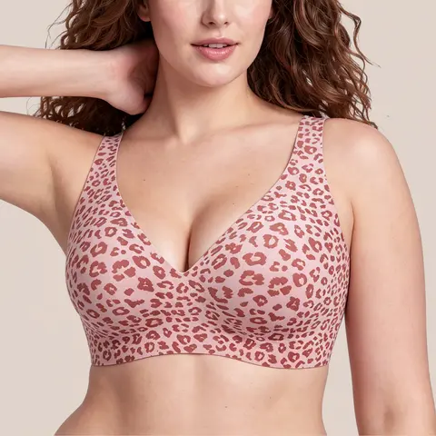 Women's Jelly Bra, Full-Coverage Wire-Free Comfort Bra, Deep V-Neck Design, Seamless Soft T-Shirt Bra, Comfortable Wireless Everyday Bra