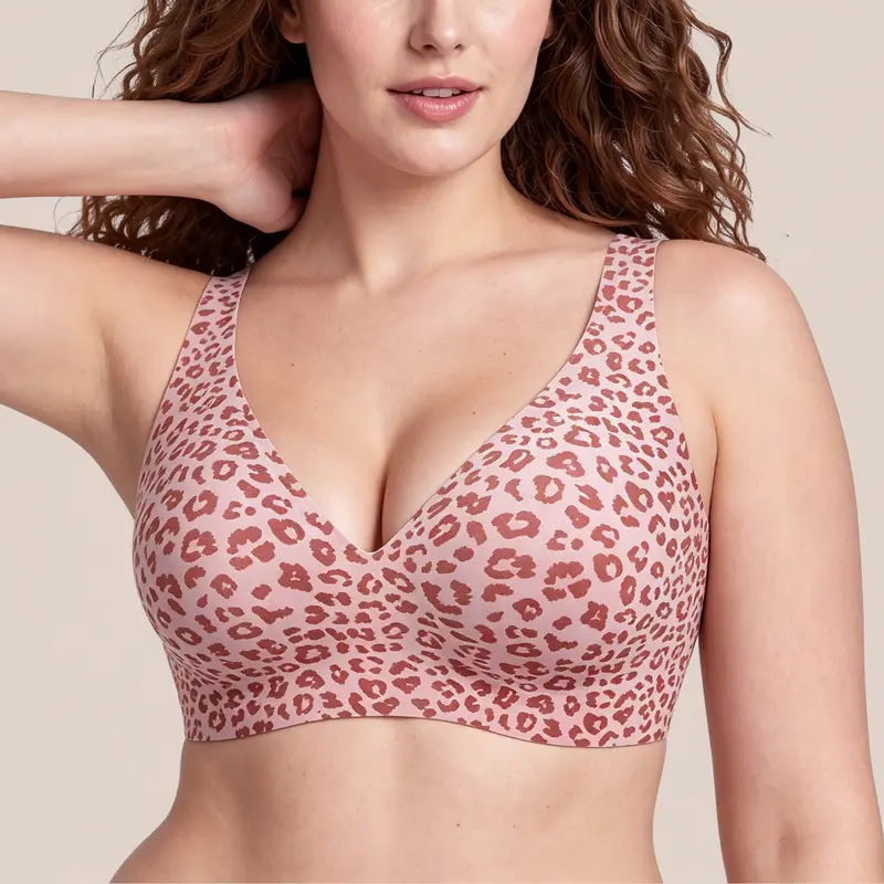 Women's Jelly Bra, Full-Coverage Wire-Free Comfort Bra, Deep V-Neck Design, Seamless Soft T-Shirt Bra, Comfortable Wireless Everyday Bra