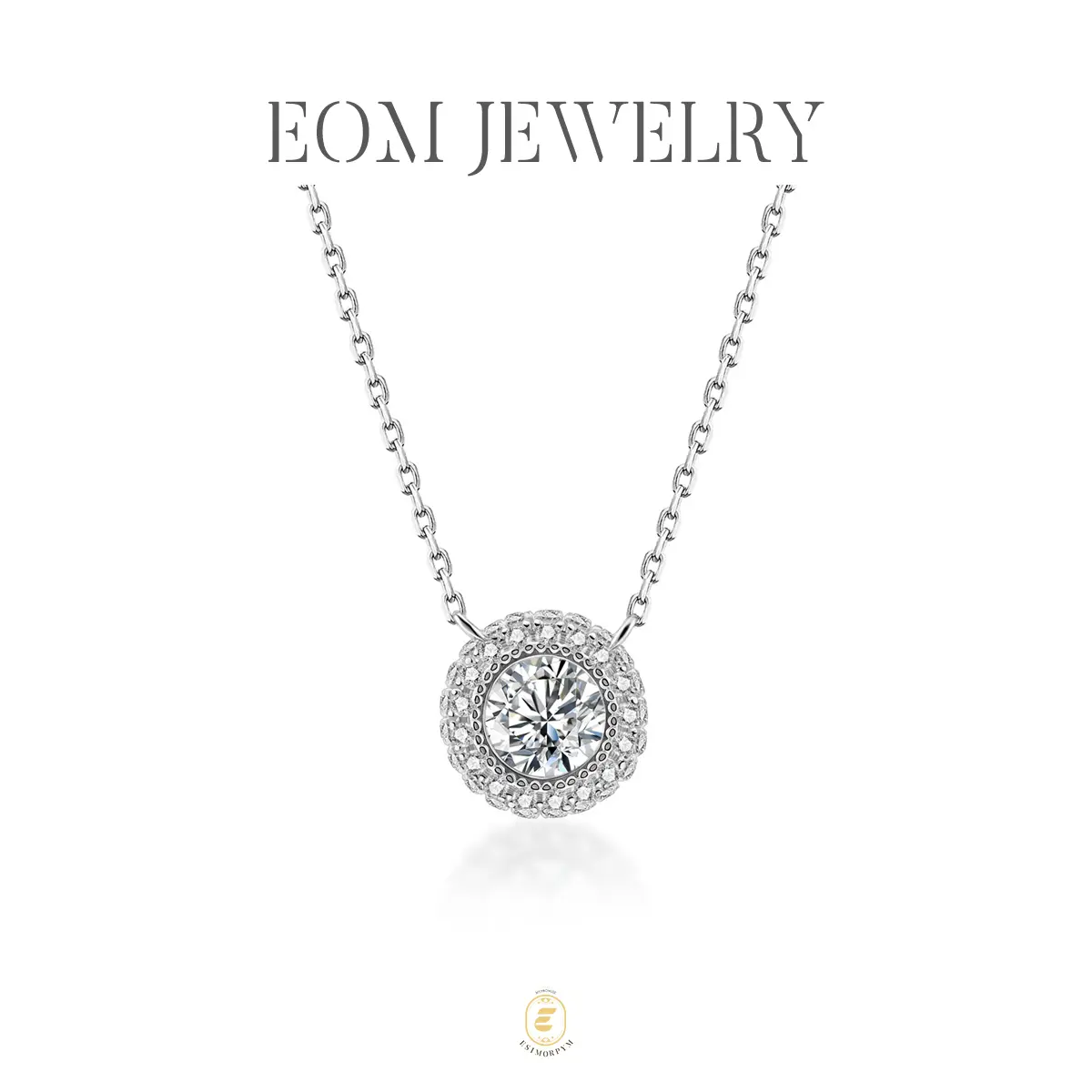 Moissanite 0.8ct Luminous Halo Solitaire Pendant Necklace Silver-Plated Copper Chain Elegant Jewelry for Wedding Engagement Anniversary Daily Wear Gift