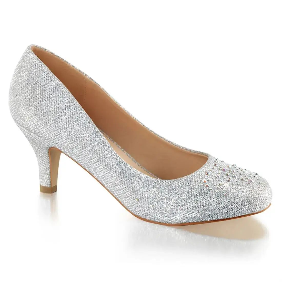 Fabulicious Doris-06 Women's Kitten Heel Pump Silver Glitter
