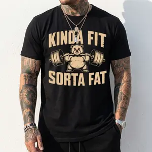 Funny Weightlifting Bear Graphic T-Shirt| Oversized Heavyweight Cotton Gym Tee 100% Cotton