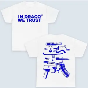 In Draco We Trust Double Sided Tee, White Color and Graphic T-Shirt