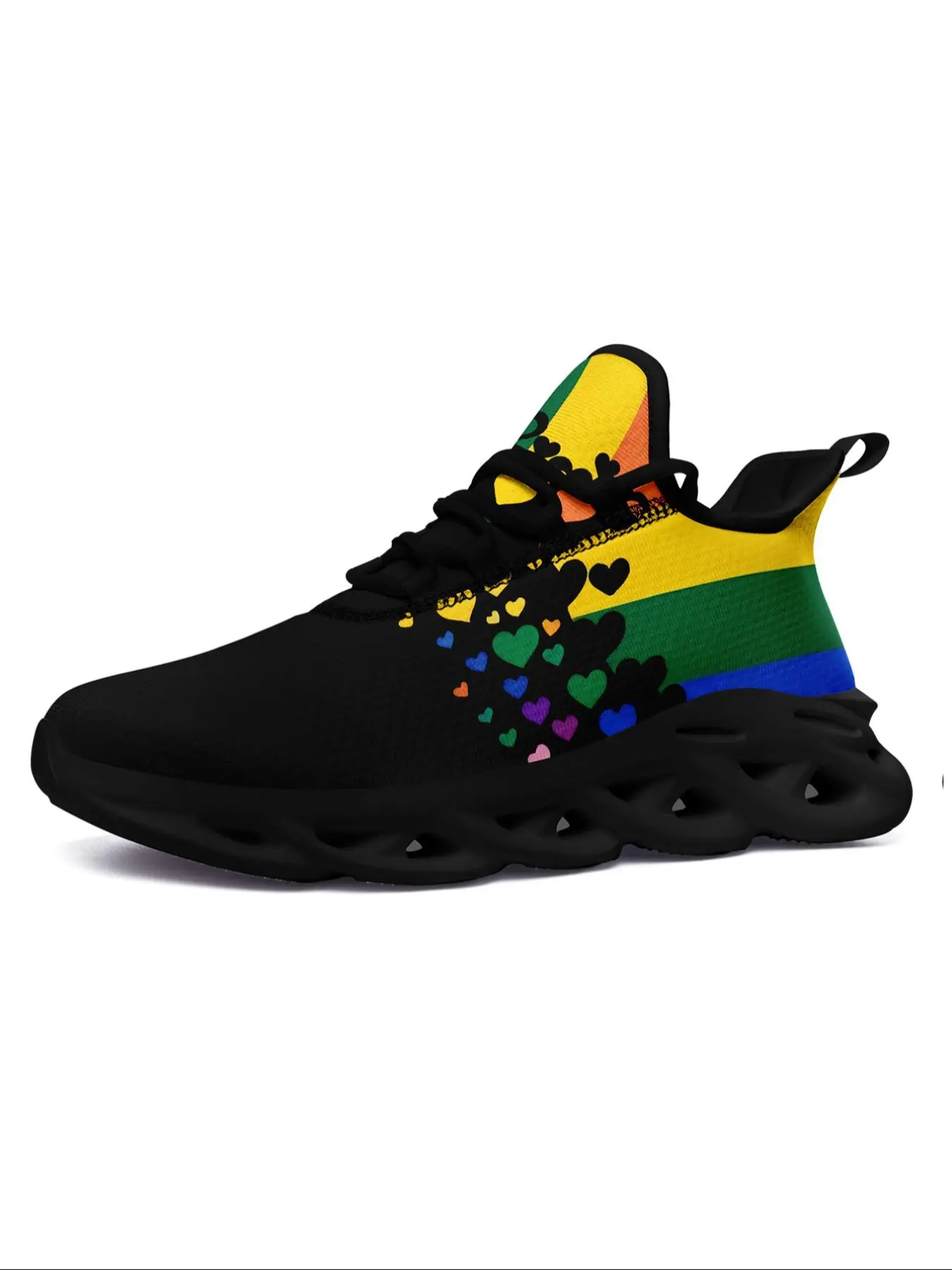 Men's Rainbow Pride Running Shoes, Breathable running sneakers, Breathable and Comfortable, Perfect for Running and Walking, Casual All-Match Round Toe Shoes for Daily Wear, Running Trainers