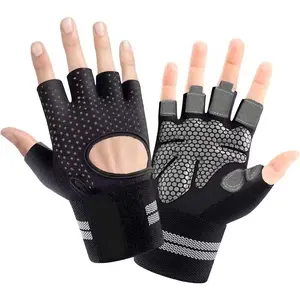 Fitness Gear Gym Gloves Half-Finger Breathable Workout Gloves for Men Women Padded Weight Lifting Gloves with Wrist Wraps Support Adjustable Handles Strap Anti-Slip Silica Points