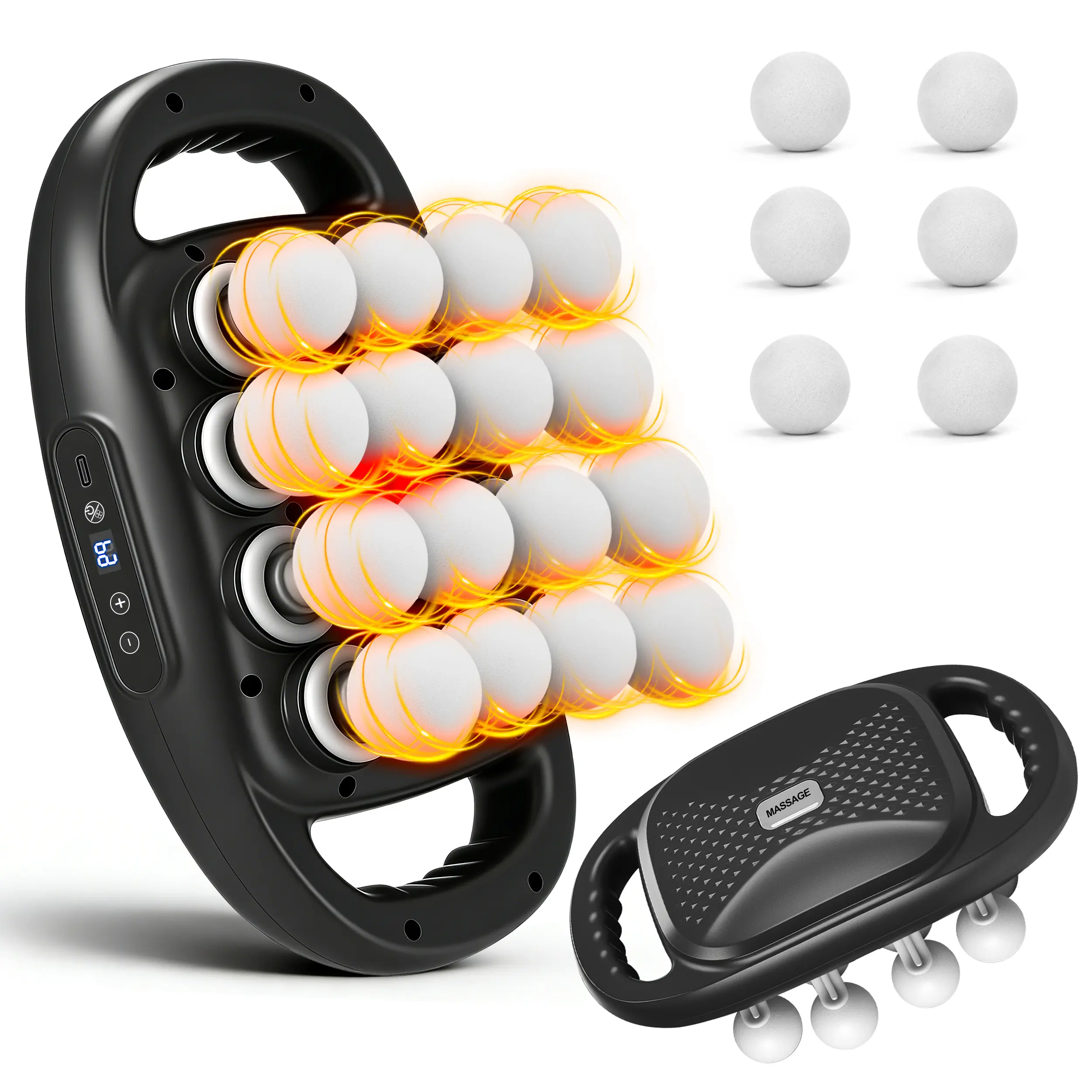 Rechargeable Deep Tissue Muscle Massager with Red Light Therapy, 16 Heads, 9 Modes, 30 Adjustable Speeds for Shoulder Pain Relief, Neck Care, Cramp Relief - Massage Devices, Deep Tissue Muscle Massagers, Muscle Relief