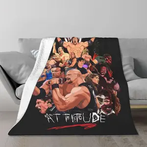 [Soft Flannel Blanket] Soft and Comfortable Wrestling King Pattern Flannel Lunch Blanket | Polyester, Digital Print, Lightweight, Suitable for Office Lunch Break, Relieve Stress, Warm and Soft, Can Be Used in All Seasons, Warm Haven Textiles