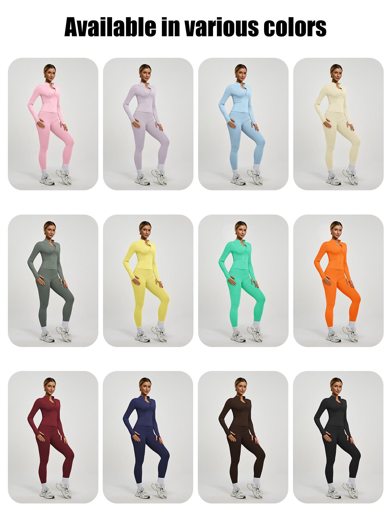 New Women's Yoga Sport Breathable Jacket, Leisure Comfort Quick-Drying Long-Sleeve Jacket with Zipper and Slim Fit Pants, Suitable for Yoga, Gym Training, Running and Daily Wear, Available in Multiple Colors