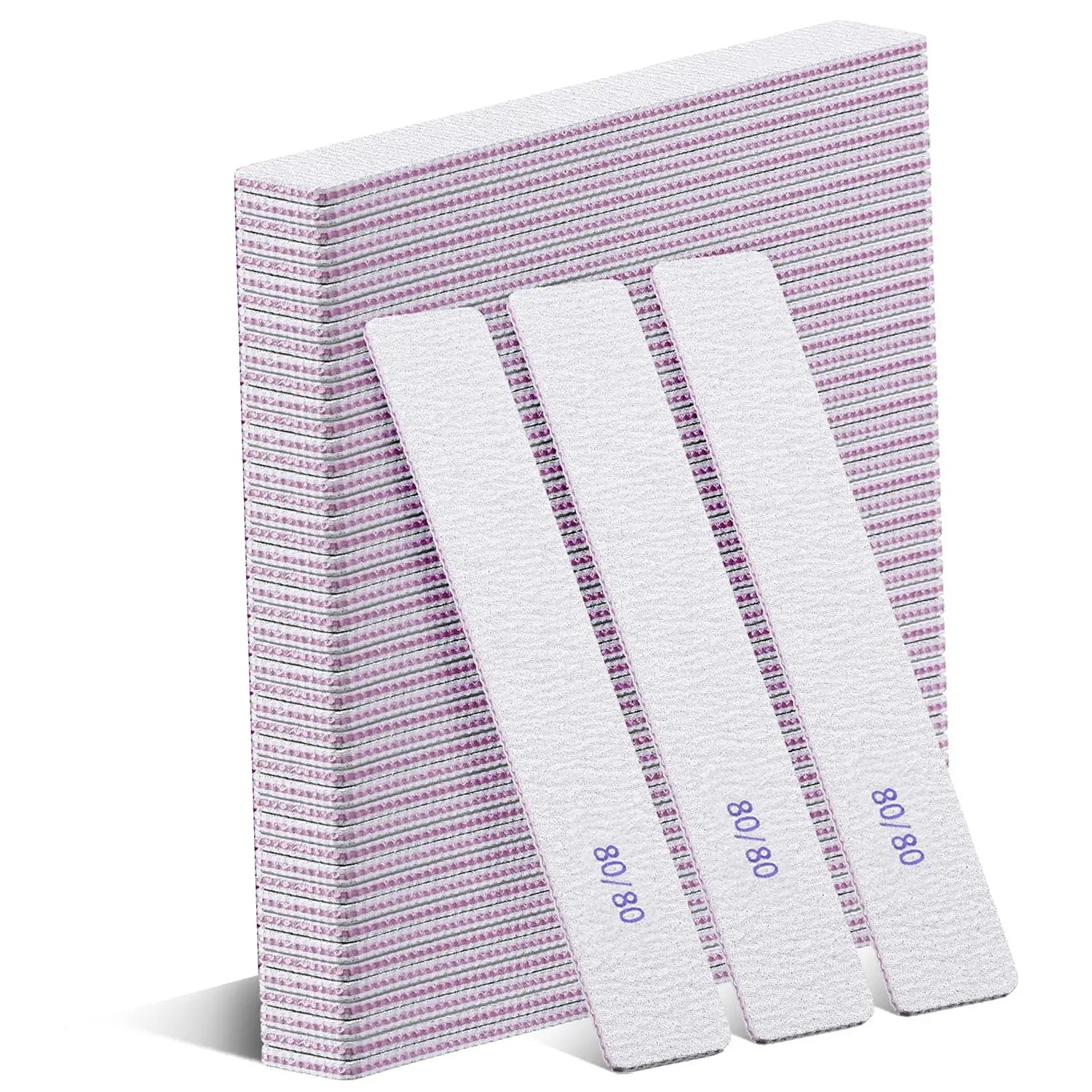 50 Pcs Nail Files 100/180(100/100,80/80 Optional) Grit Double Sides Professional Reusable Emery Board Nail Files for Acrylic Manicure Tools Suit for Home Salon