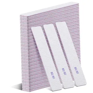 50 Pcs Nail Files 100/180(100/100,80/80 Optional) Grit Double Sides Professional Reusable Emery Board Nail Files for Acrylic Manicure Tools Suit for Home Salon