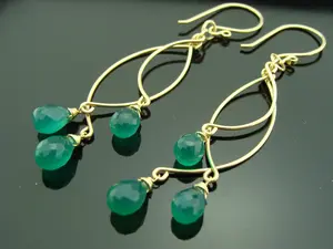 Green Onyx Chandelier Earrings · 14K Gold Filled · Gemstone Dangle · Handmade Statement Jewelry