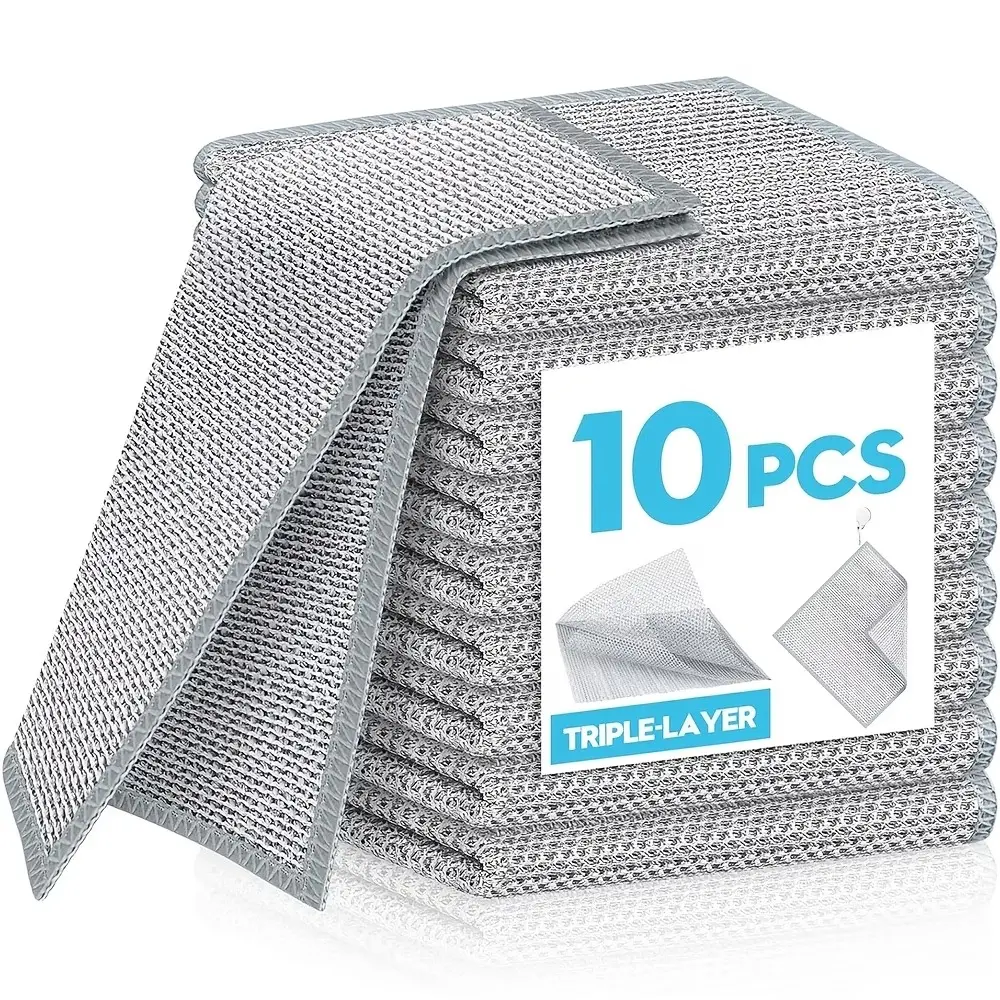 SteelScrub Pro 10PCS Stainless Steel Dishwashing Cleaning Cloth | Non-Scratch Wire Scrubber Pads for Kitchen, Dishes, Sinks & Stovetops