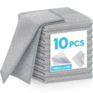 SteelScrub Pro 10PCS Stainless Steel Dishwashing Cleaning Cloth | Non-Scratch Wire Scrubber Pads for Kitchen, Dishes, Sinks & Stovetops