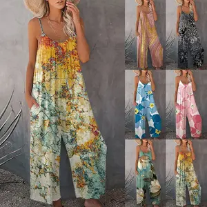Women's Jumpsuits 2025 Camisole Jumpsuit Tie Dye Wide Leg Pants Womenswear Bohemian