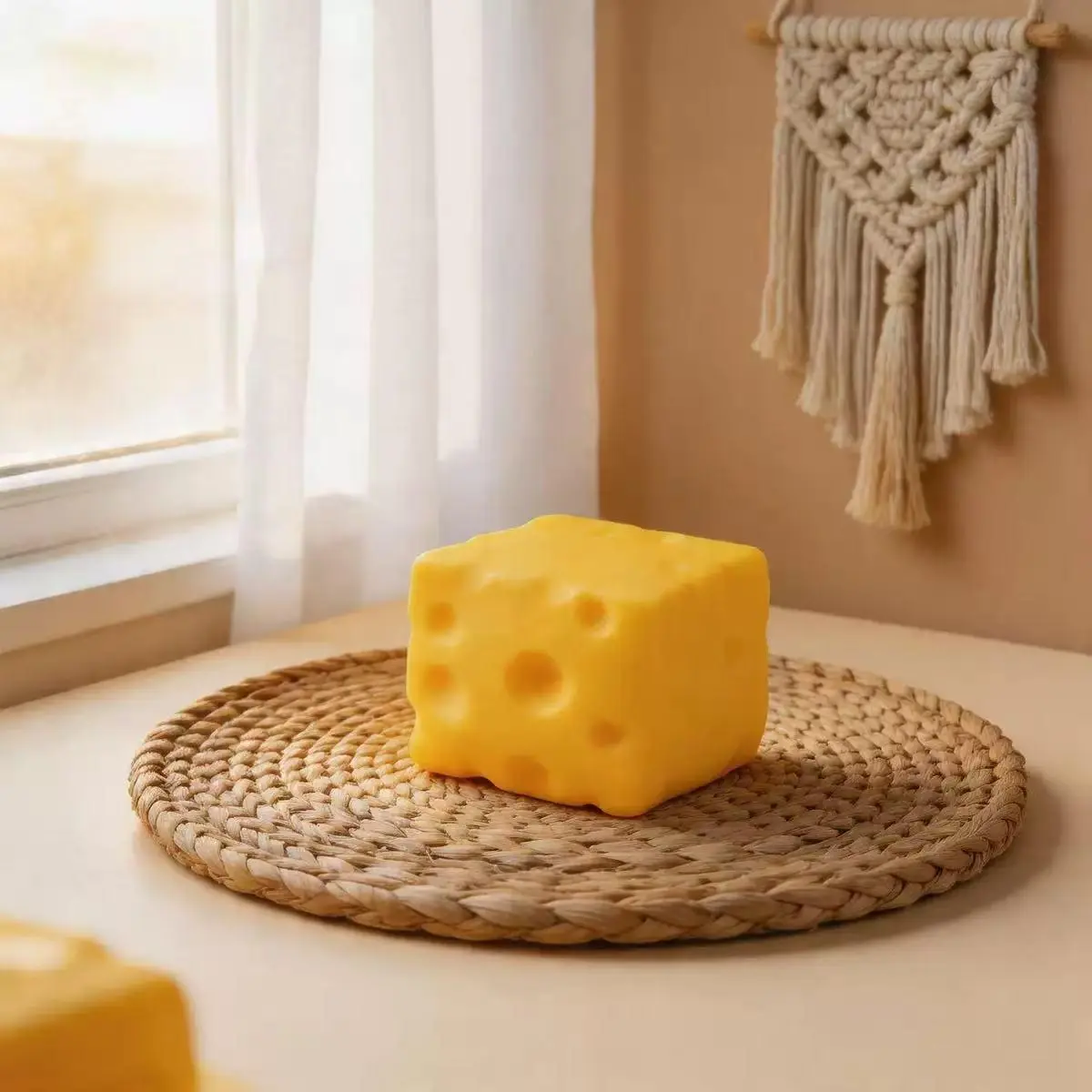 Creative Hot-Selling Slow-Rising Cube Cheese Fidget Toy - Oddly Satisfying Compact Stress Relief Toy with Cheese Texture, Adorable Design, Indoor House Decoration, Gift for 4-6 Years Kids for Fidgeting
