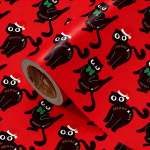 10pcs Christmas black cat wrapping paper, handmade gift box packaging, cross-border wholesale, printed, Christmas Eve gift, flower wrapping paper