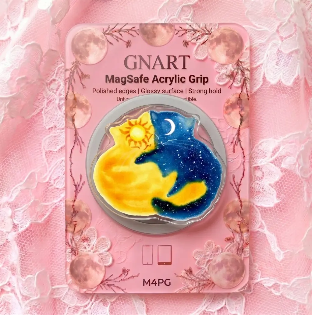 Yin Yang Cat Phone Grip Cute Cat Paw Beans Acrylic MagSafe Holder Whimsical Tabby Kitten Phone Stand Aesthetic Cat Mom Gift Kindle eReader Accessory