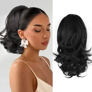 Women's drawstring ponytail wig with waterfall curls, voluminous high crown, and large waves out re half Pre-Twisted Fluffy Passion Twist Crochet Hair woman synthetic headband baseball cap curly