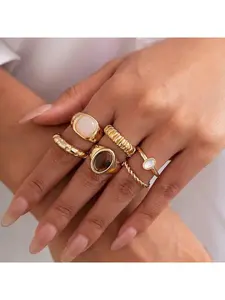 6pcs/Set French Minimalist Design Metal Vintage Ring Set, Stackable Rings, Suitable For Parties, Gifts, And Daily Wear, Ins Style Design, Gift For Friends, Family, Couples, Birthday And Holiday