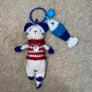 Crochet handmade cat&fish keychain