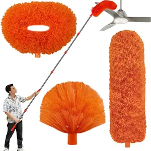 20 Ft+ High Reach Cleaning Tool Kit - Microfiber  Ceiling Fan Duster & Cobweb Duster with 3-14 ft Spliceable Pole Duster for Cleaning Fan, Spider Web, Ceiling, Blinds, Furniture Clean