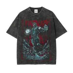 Sub-Zero character from the Mortal Kombat game series, washed vintage anime-style American T-shirt - vintage style, 100% cotton fabric, made in the USA, dark comic street style, loose A-line fit.