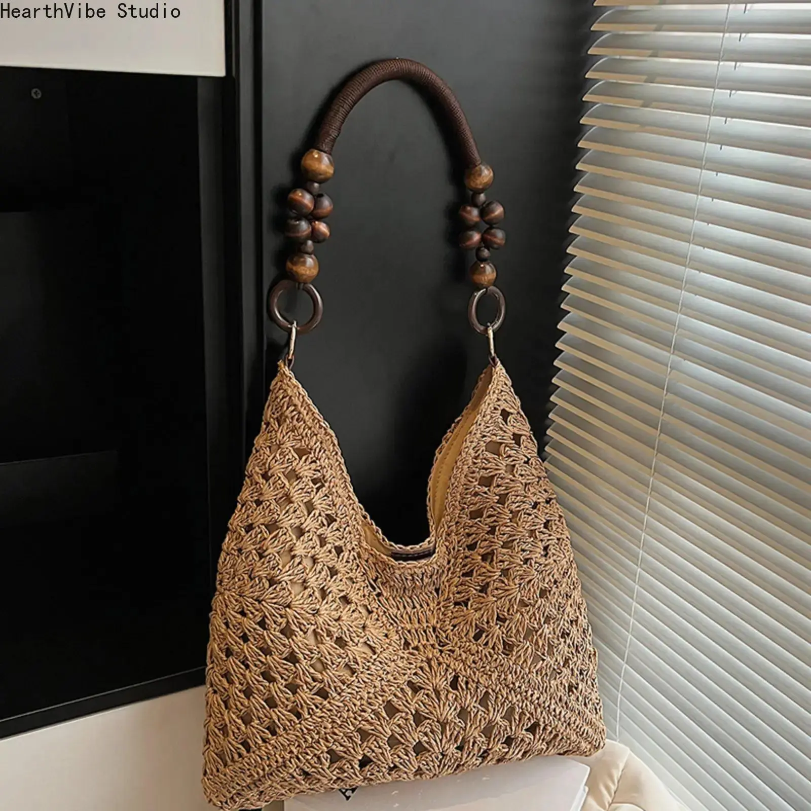 Woven Straw Beach Tote for Women - Large, Lightweight & Breathable Carryall Purse for Summer Vacation or Shopping, Large Tote Purse