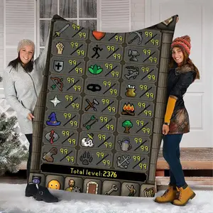 OSRS Maxed Blanket - 2376 Total Level & All 99 Skill Icons Throw. Classic MMORPG Nostalgia Decor. High-Definition Print Fleece/Sherpa. The Ultimate Gift for Old School RuneScape Fans.