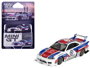 Nissan "LB-Super Silhouette" S15 SILVIA RHD "GARASIDRIFT x LBWK 2025" White with Blue and Red 1/64 Diecast Model Car by Mini GT