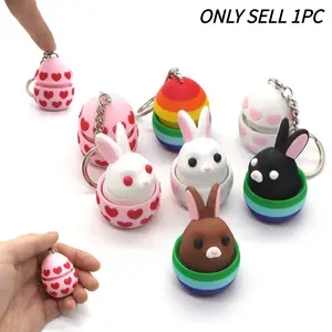 Easter Egg Movable Rabbit Bunny 3D Printed Decoration - Cute Push-Button Rabbit Egg Creative Ornament, Fun Toy & Decor Dual-Use