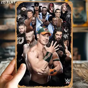 Vintage Wrestlers Tin Sign, 8x12 Inch Decorative Wall Art for Bedroom & Game Room, Durable Iron Material, Perfect for Parties & Home Decor