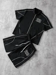 Women's Striped Short Sleeve Blouse & Shorts Set, Sporty Casual Loose Fit Design, Daily Wear Comfortable, Perfect for Everyday Use