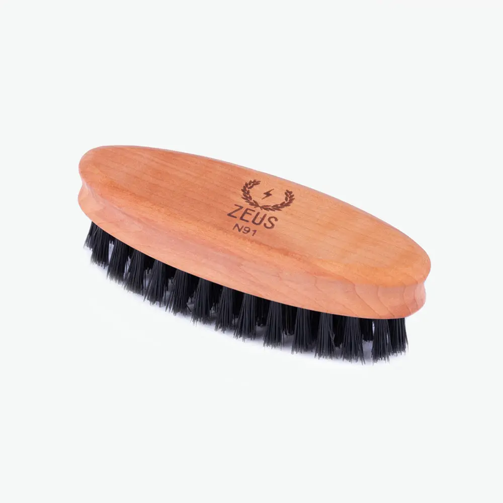 ZEUS Pocket Beard & Mustache Brush for Men, Boar Bristles & Pear Wood