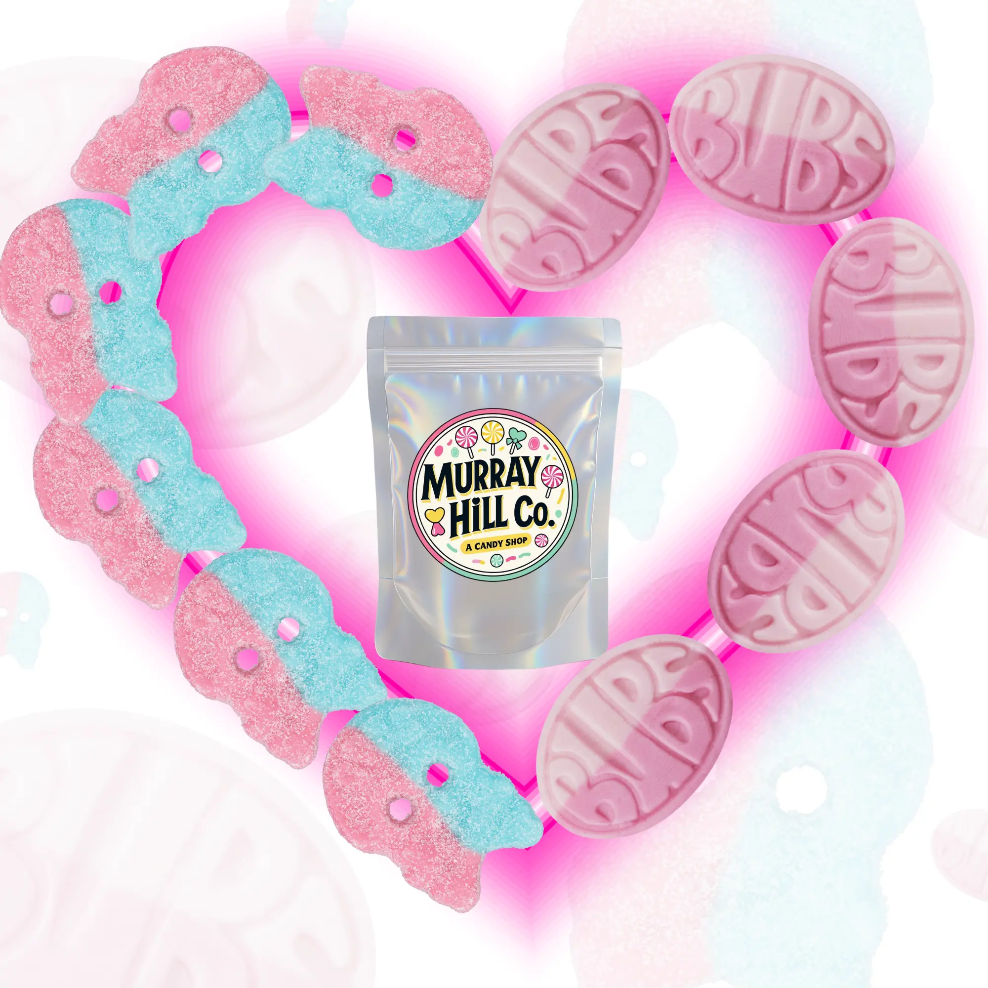 ONE POUND (1LB) Lover's Mix Swedish Candy – Bubblegum Dizzy Skulls & Wild Strawberry Pomegranate Ovals | Soft & Chewy | Vegan | Limited Edition Sugar Sweet Bonbon Snack Corn Cocoa Flavor