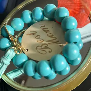 Beaded Wristlet Keychain Best Mom   Personalized Affirmation Positivity Key Chains Gold and Black BeadsnButterfly Evil Eye Charms Affirmation Astrology Spirituality