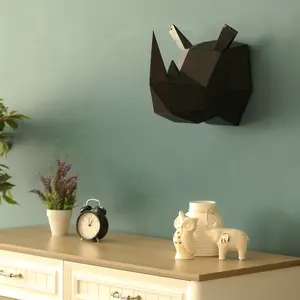 Buori - Handmade Metal Rhino Wall Art - Geometric Animal Sculpture - Modern Home Decor - Unique Wall Hanging - African Wildlife Theme - Rhino Head Design - Bold Statement Piece - Handcrafted Wall Sculpture - Industrial Style - Gift for Nature Lovers