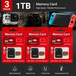 3-Pack 1TB Memory Card with Adapter – Storage Expansion for Camera, Phone & Gaming Devices