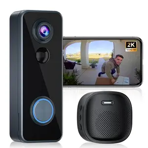 ISUNMEA Doorbell Camera Wireless, Head-to-Toe Video - No Subscription Required,2K HD Live View, Two-Way Talk,Smart Video Doorbell with Chime,Battery Powered,Motion Alerts,Works with Alexa &Google(2.4G WiFi)