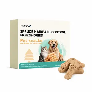 YOSSOA Hairball Relief Freeze-Dried Cat Treats ，Chicken & Spruce Fiber for Digestion & Dental Health ，Omega-3 Rich