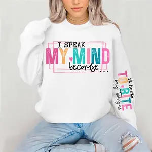 I speak my mind because it hurts to bite my tongue Crewneck Sweatshirt Gildan Everyday Style Super Soft Unisex Fit Streetwear Graphic Top warm Christmas Gift for her Womenswear Casual Printed Long Sleeved